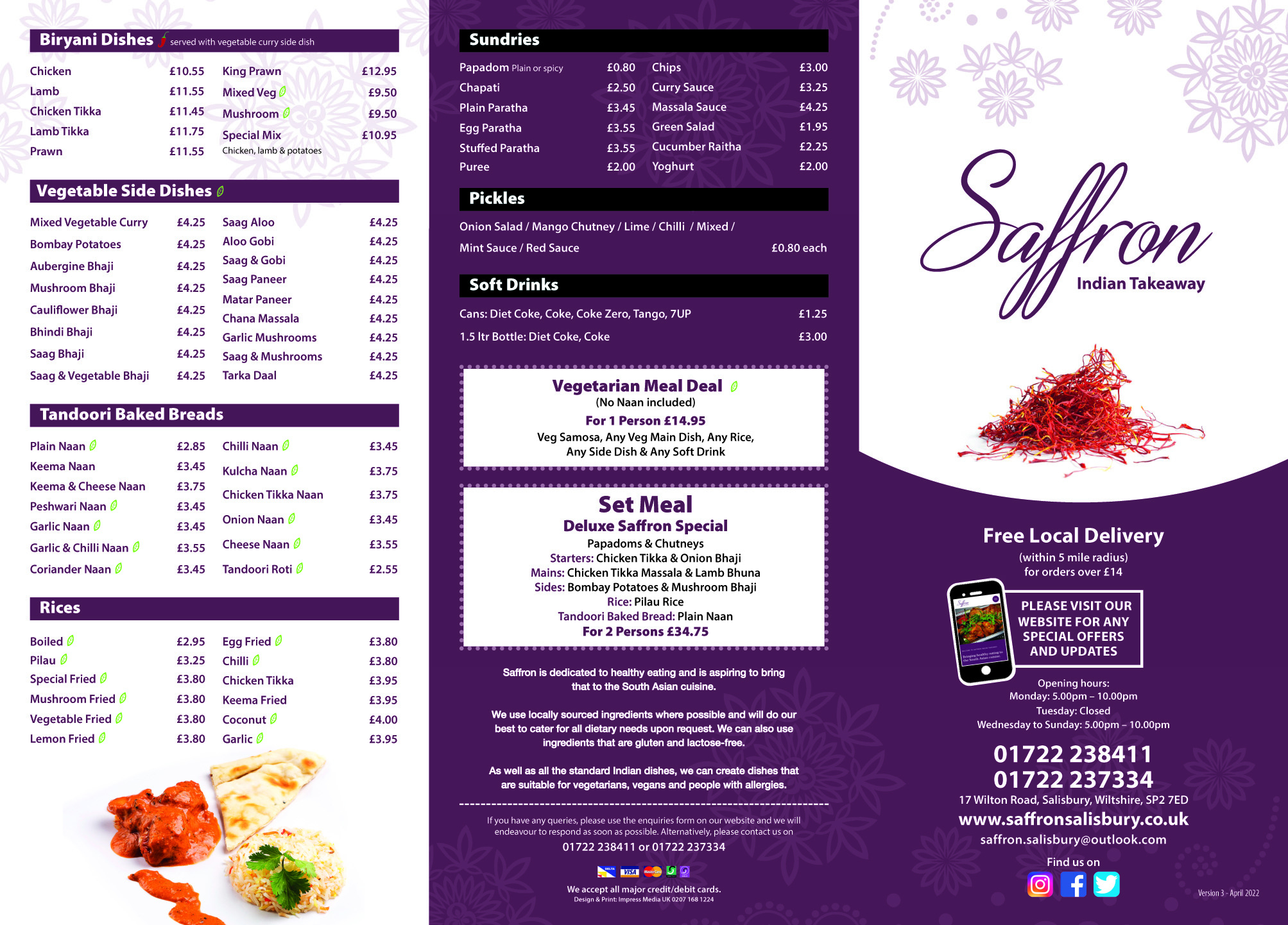 Menu April 2022 Front